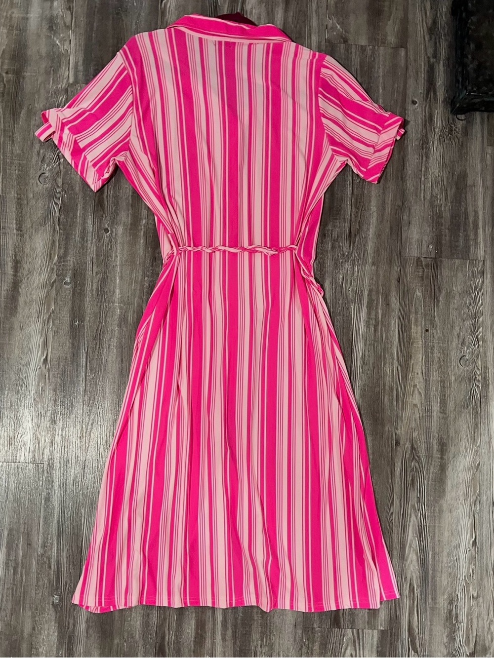 Love Pink Striped Midi Shirt Dress with Tie Waist - Picture 4 of 4